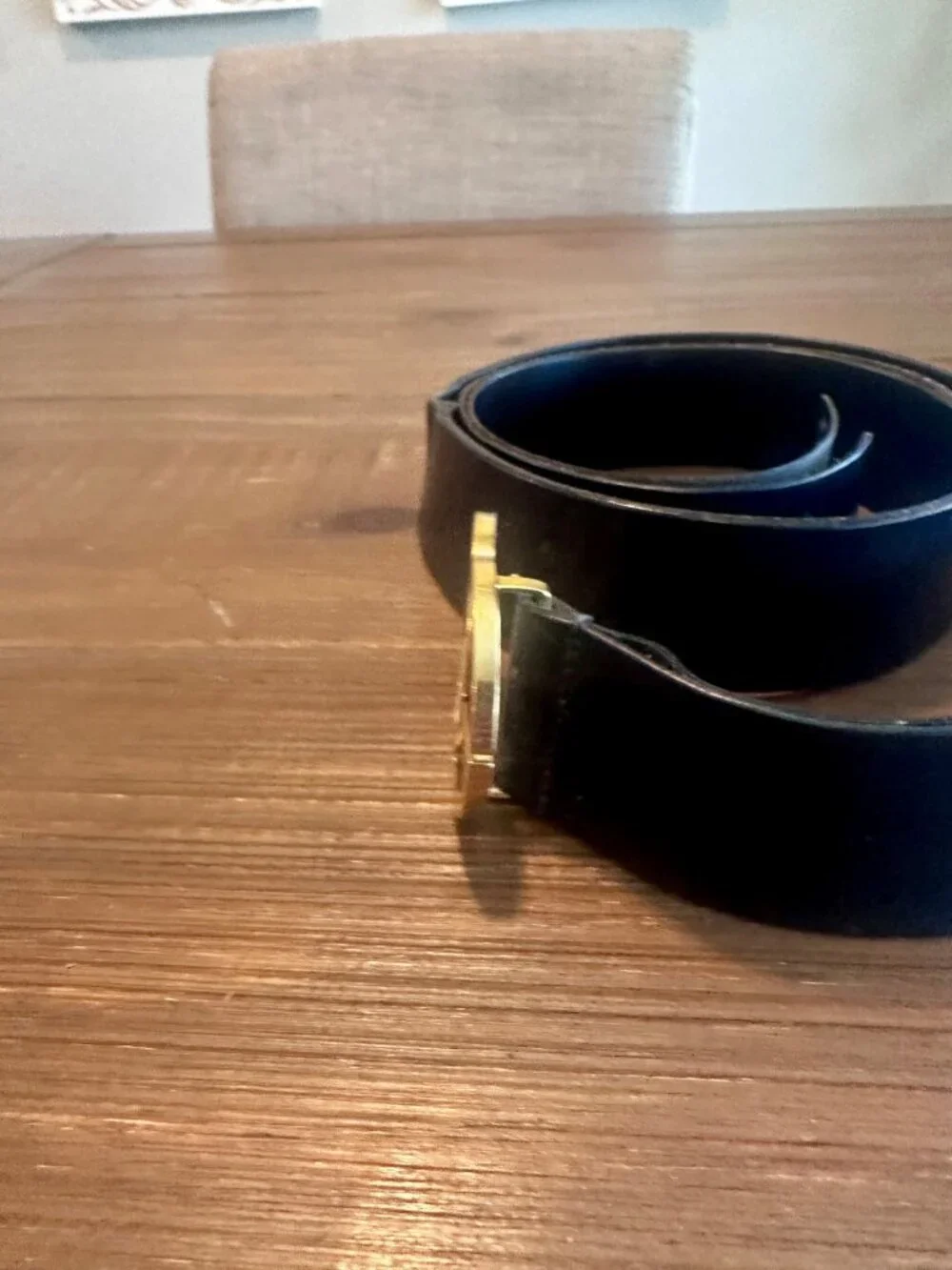 Gucci Marmont Double G Black Leather Belt Antique Brass Buckle